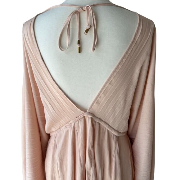 FREE PEOPLE Deep V Peach Gathered Dress Size XS - Picture 6 of 8